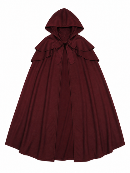 Medieval Gothic Hooded Cloak, Burgundy