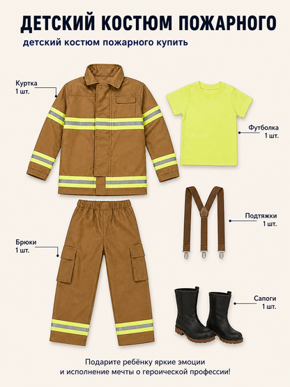 Children’s Firefighter Costume with Reflective Stripes