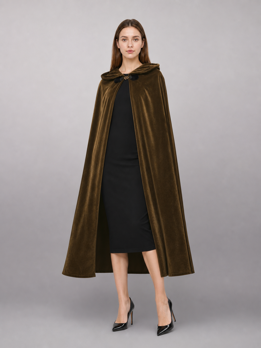 Brown Hooded Costume Cape