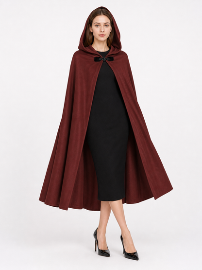 Burgundy Hooded Carnival Cloak for Cosplay