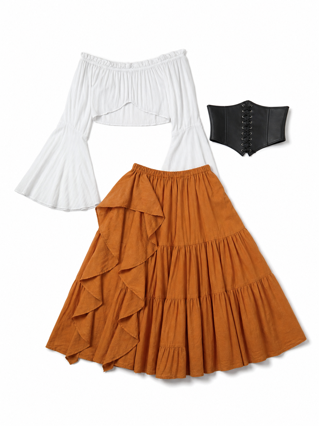 Historical Costume with Corset and Tiered Skirt