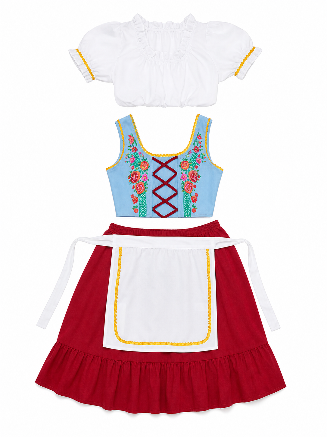 Folk costume in Oktoberfest style with apron