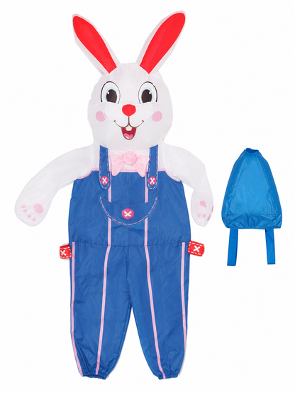 Inflatable Rabbit Costume with Blue Overalls