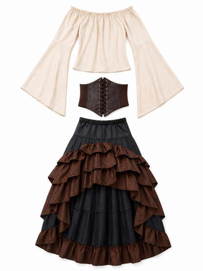 Pirate Costume with Corset and Skirt