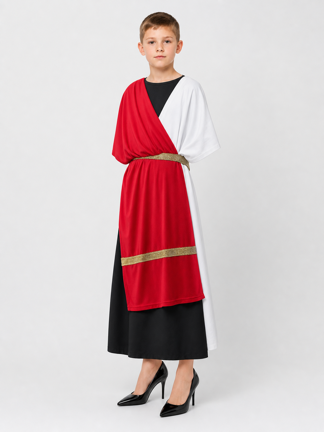Ancient Greek Costume with Red and Gold Ribbons included items