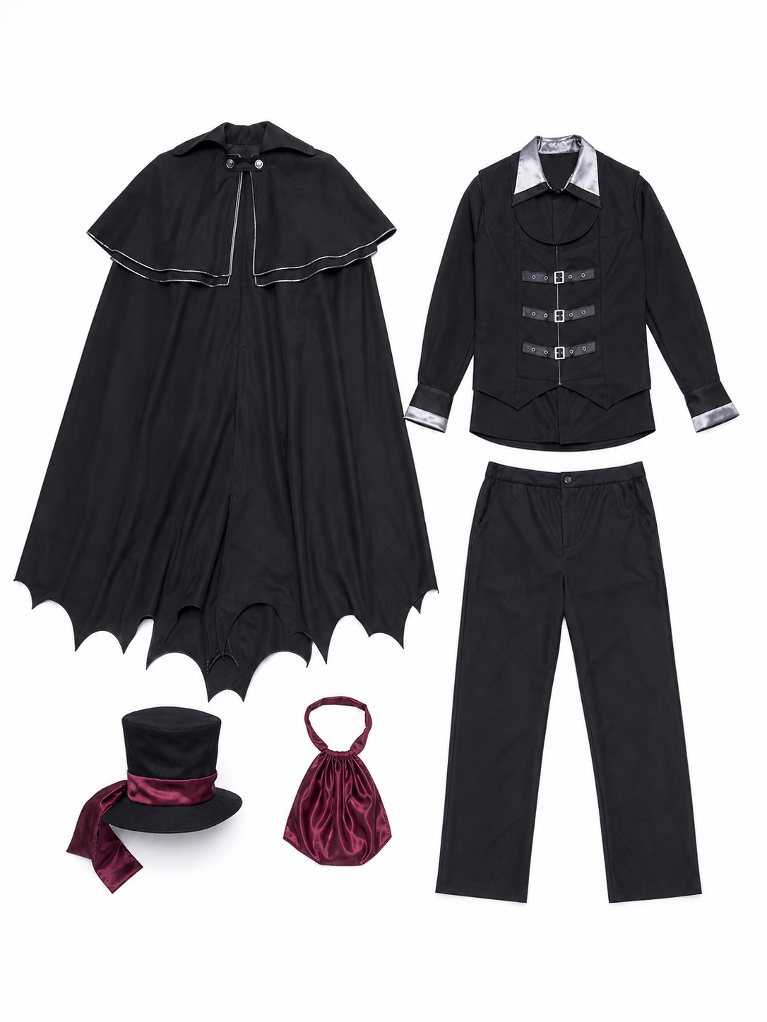 Gothic vampire costume with cloak and top hat