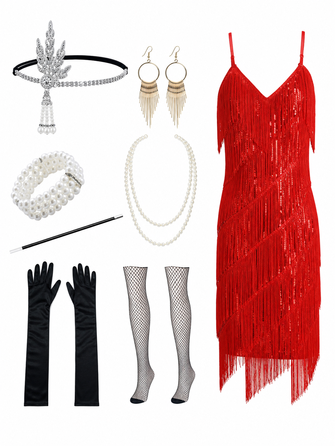 1920s-Style Fringe Dress Costume Set