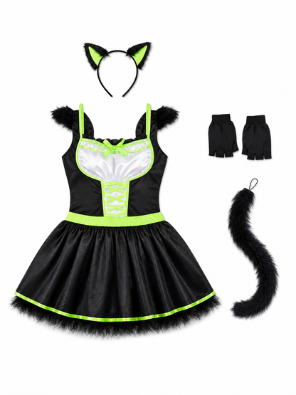Cat Cosplay Costume with Ears and Tail included items