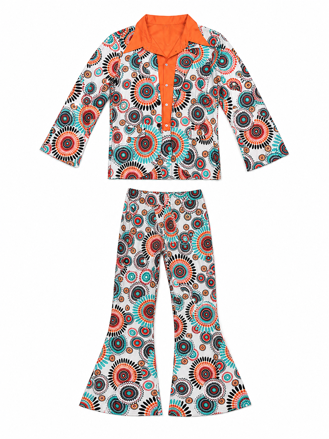 Disco Outfit with Geometric Print: Shirt and Pants