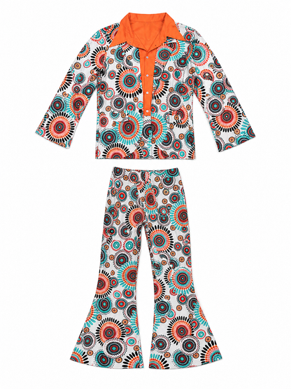 Disco Outfit with Geometric Print: Shirt and Pants