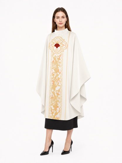 Ivory Carnival Cloak with Gold Decoration