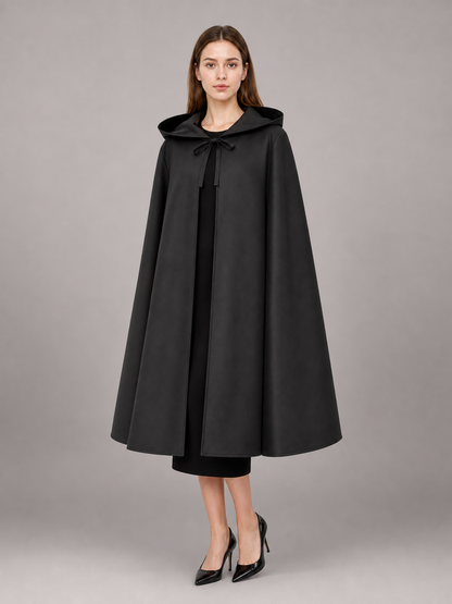 Black Hooded Carnival Cloak, Medieval Style