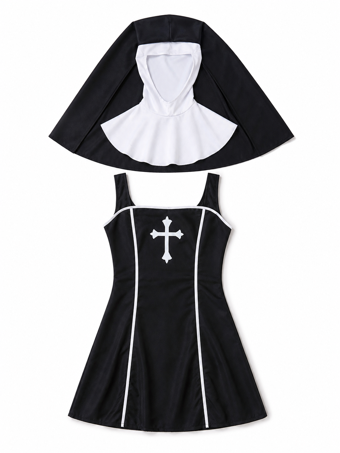 Black and White Cross Costume for Halloween and Cosplay