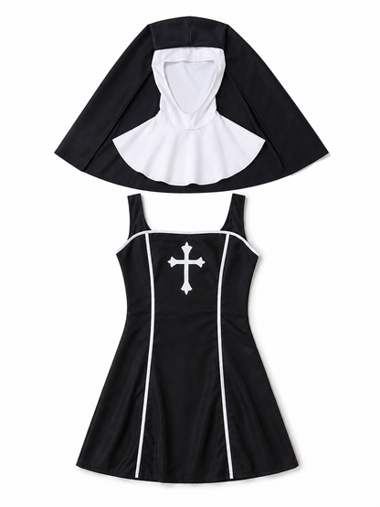 Black and White Cross Costume for Halloween and Cosplay