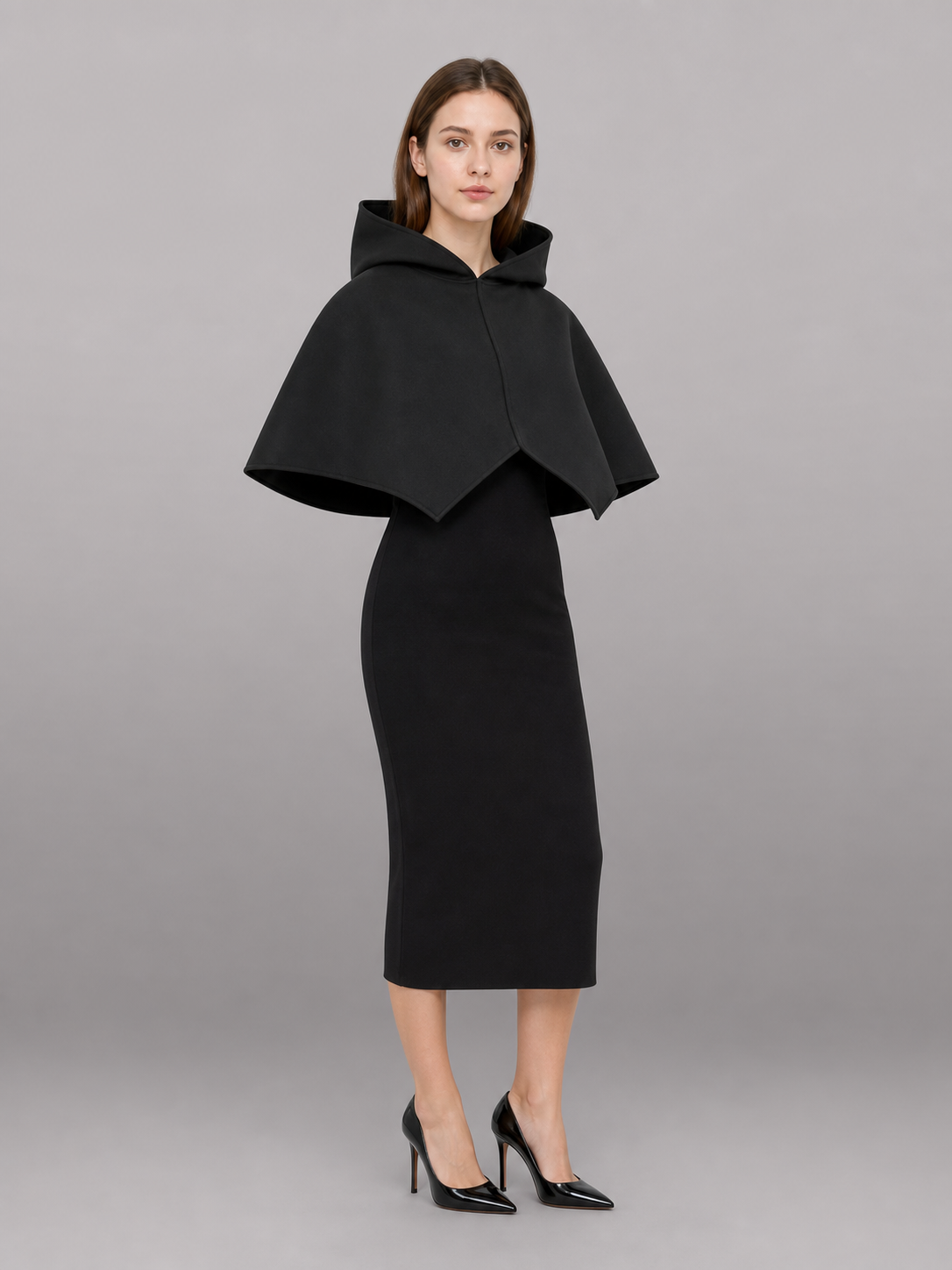 Black Triangular Hooded Cloak for Cosplay