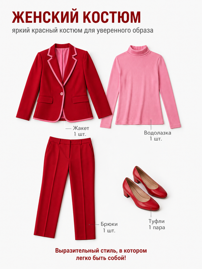 Pantsuit with Blazer, Pants, and Turtleneck included items