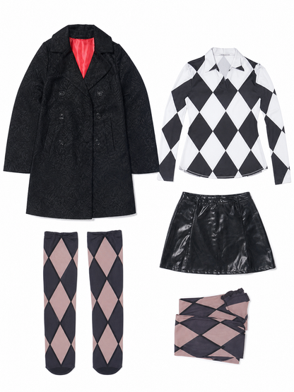 Harley Quinn Cosplay Costume: Jacket, Skirt, Socks included items