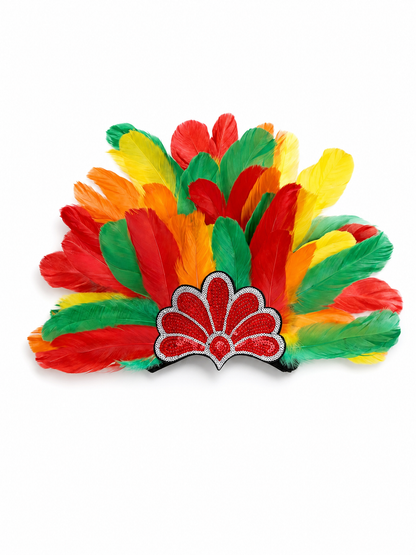 Carnival Headpiece with Multicolored Feathers included items