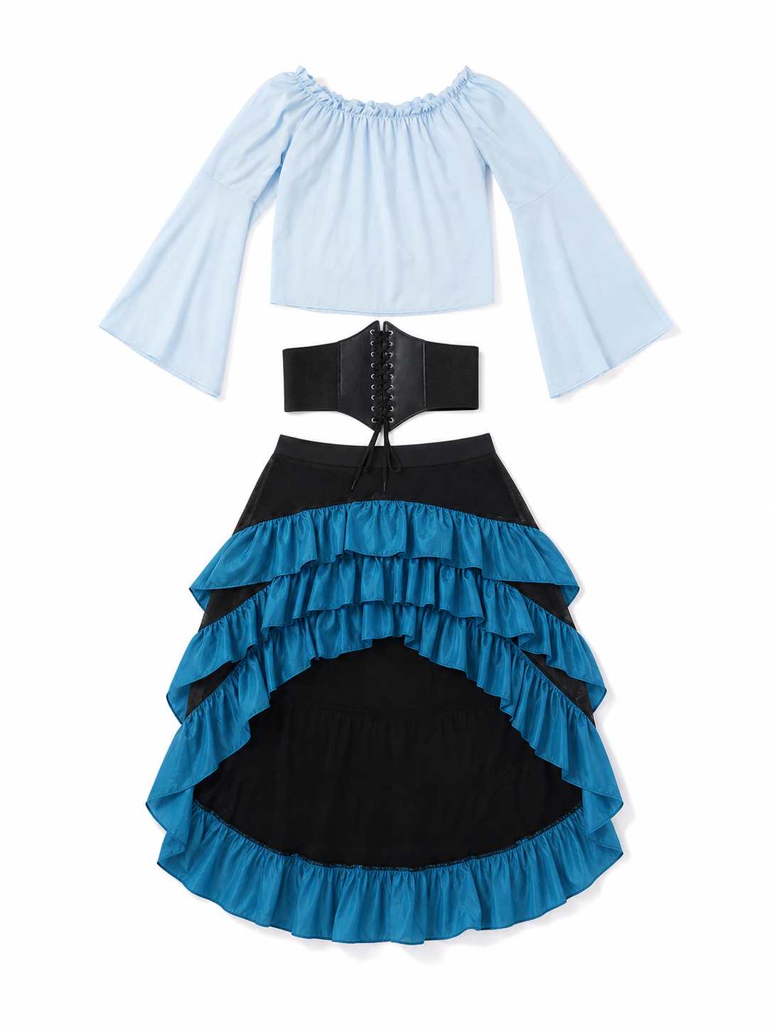 Gothic Corset Dress with Ruffles and Train