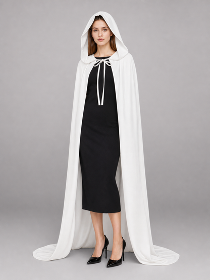 Long White Hooded Carnival Cape