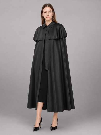Black Dress with Cape and Short Sleeves