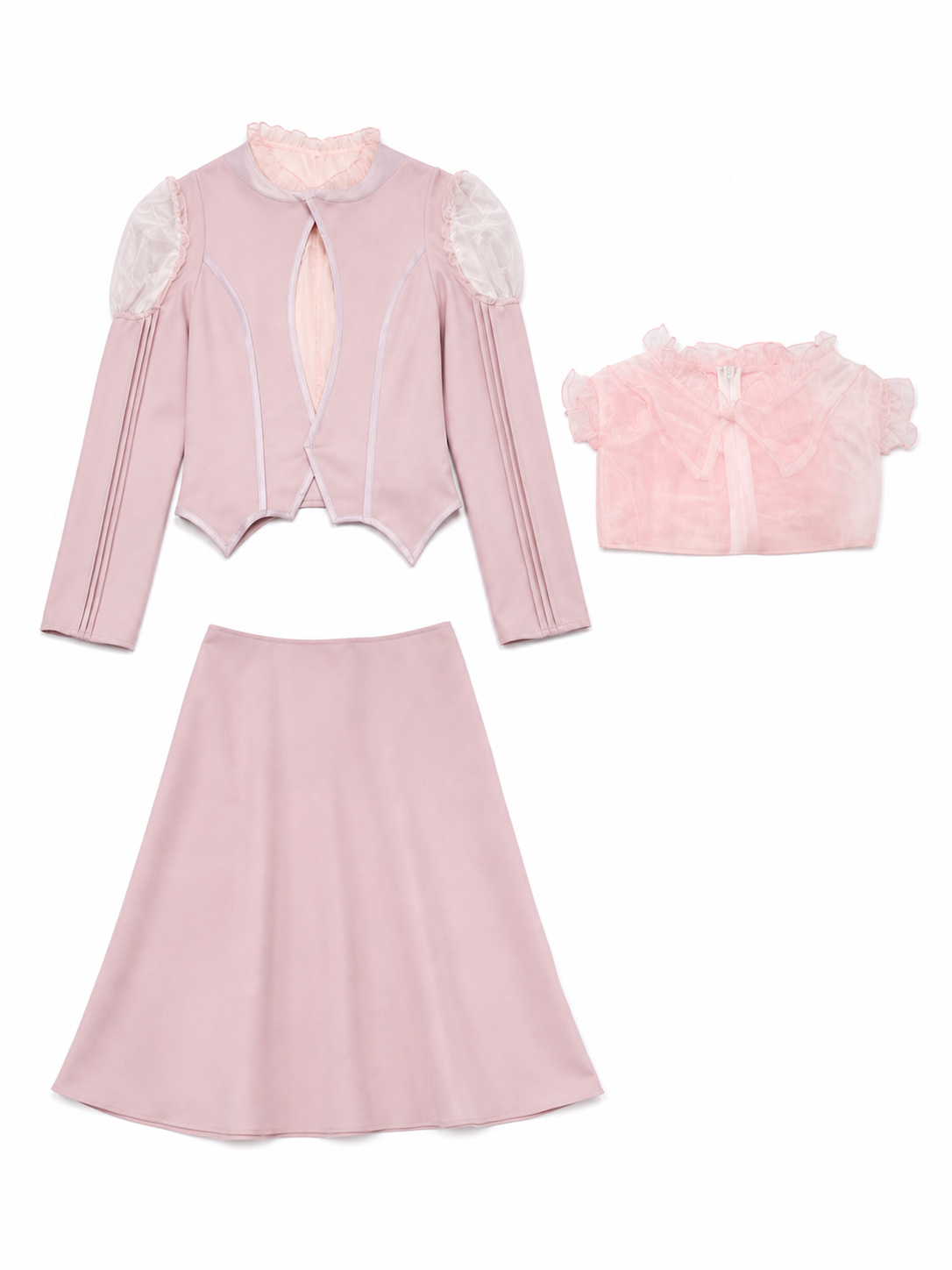 Glinda Cosplay Costume, Pink Dress with Puff Sleeves
