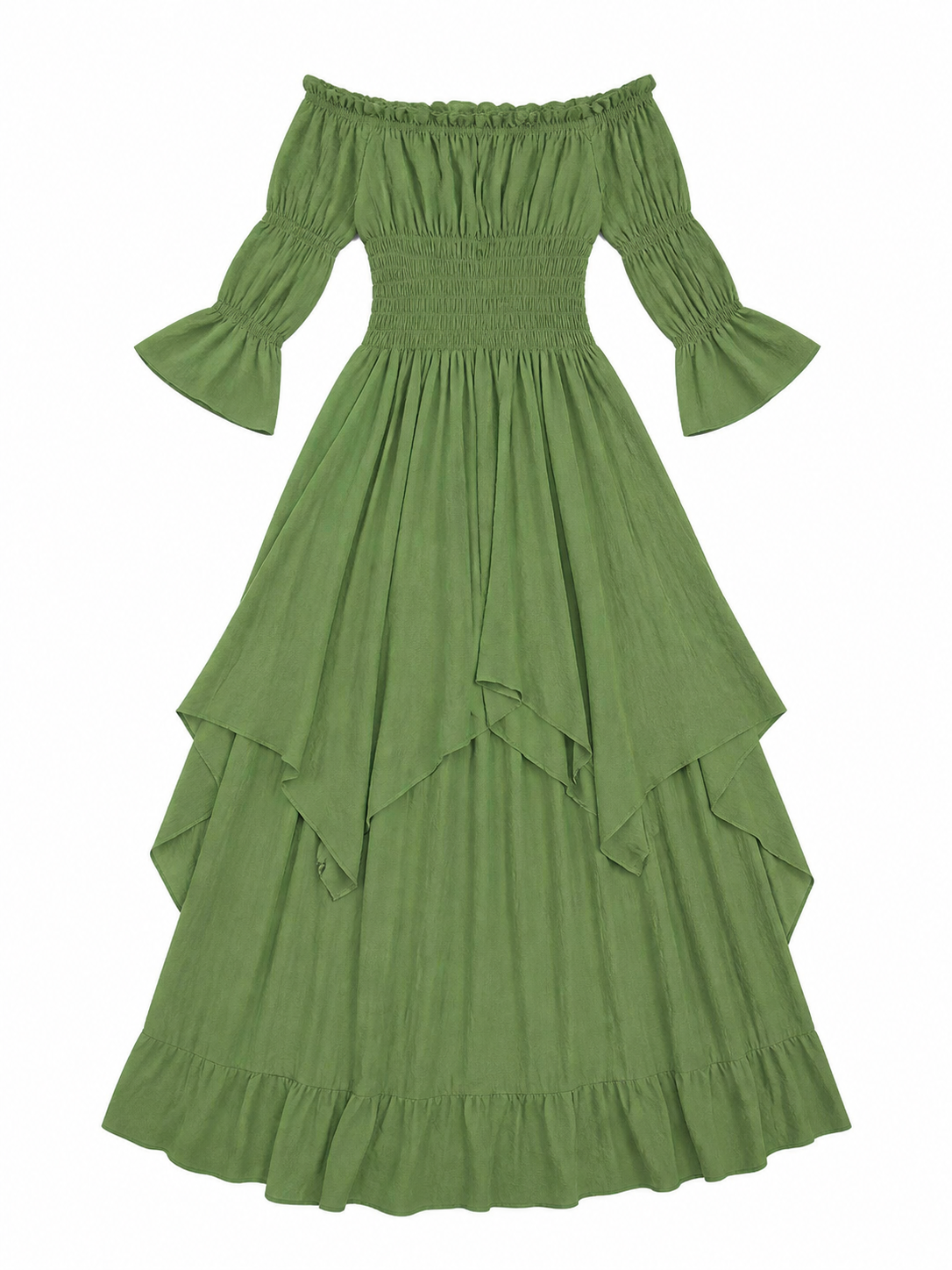 Long Dress with Voluminous Sleeves in a Vintage Style