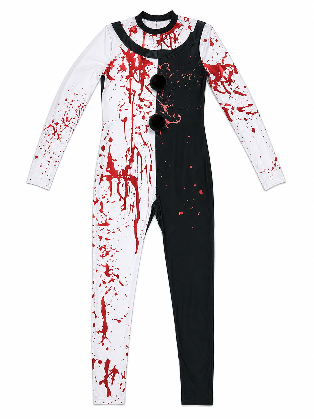 Scary Clown Costume with Mask and Blood Splashes