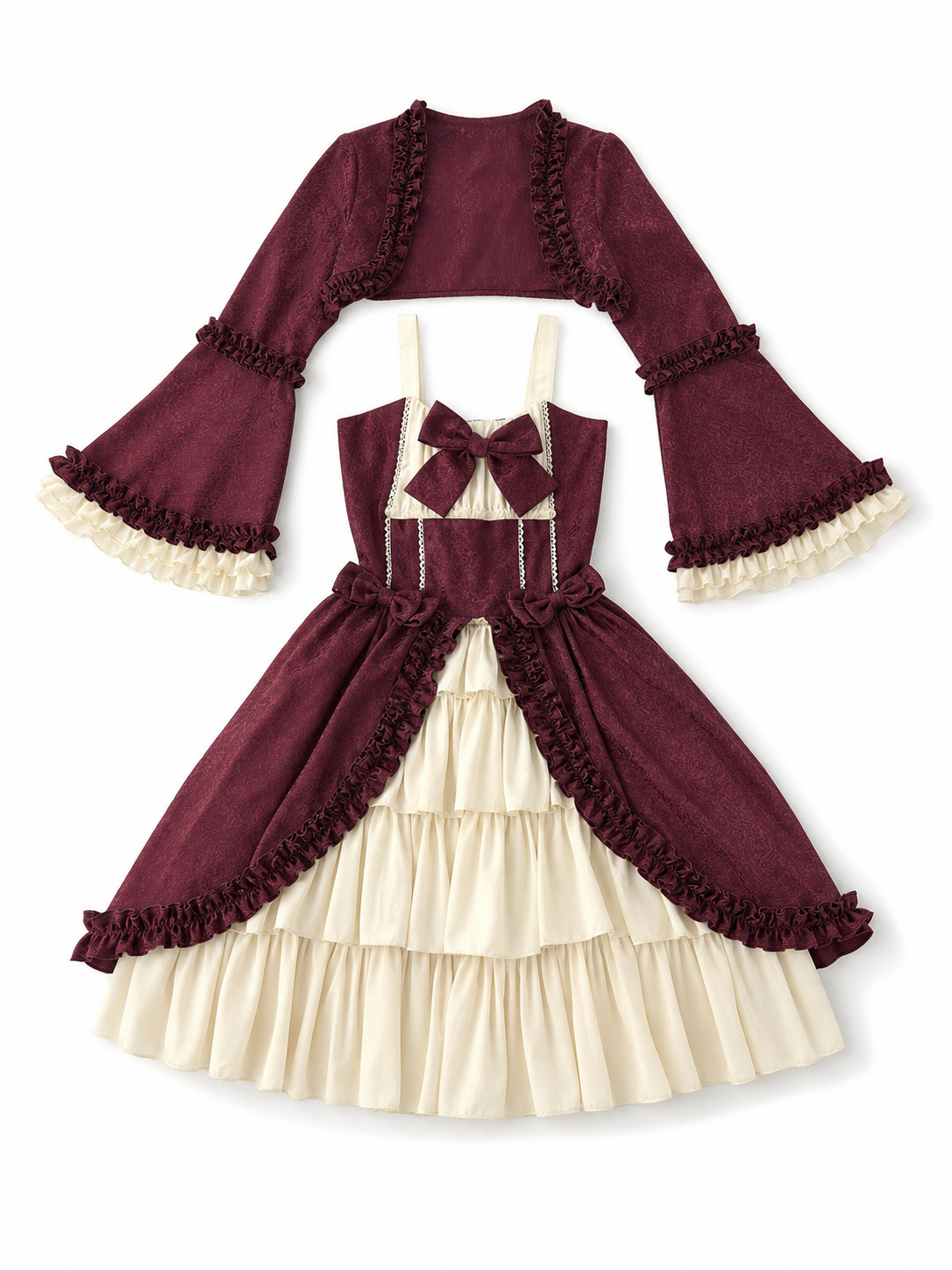 Victorian Gothic Dress with Bow and Ruffles