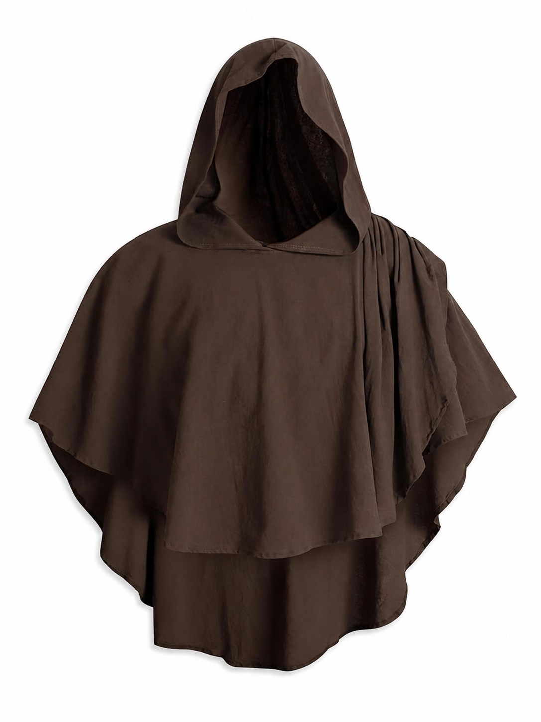 Women's Hooded Wanderer Cloak Costume with Layered Hem, Shoulder Draped Pleats included items 4