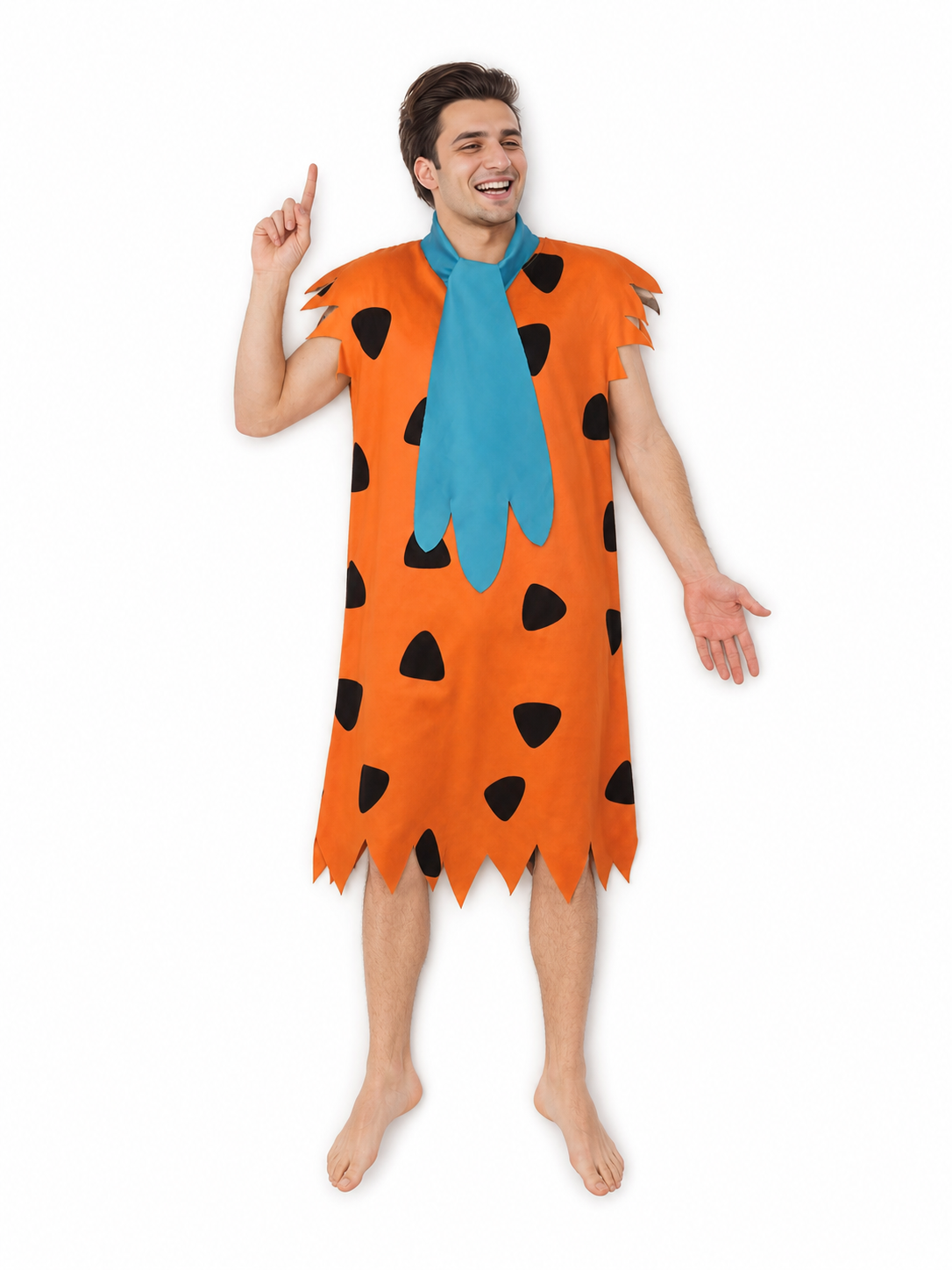 Orange Dress with Black Spots and Blue Accessory included items