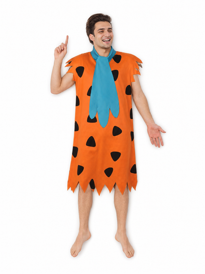 Orange Dress with Black Spots and Blue Accessory included items