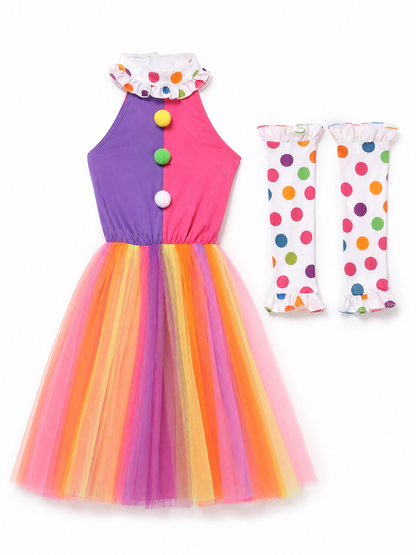 Clown Costume: Dress with a Full Skirt and Cuffs