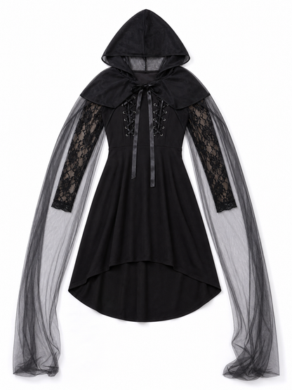 Gothic Costume with Hood, Lace, and Cape included items