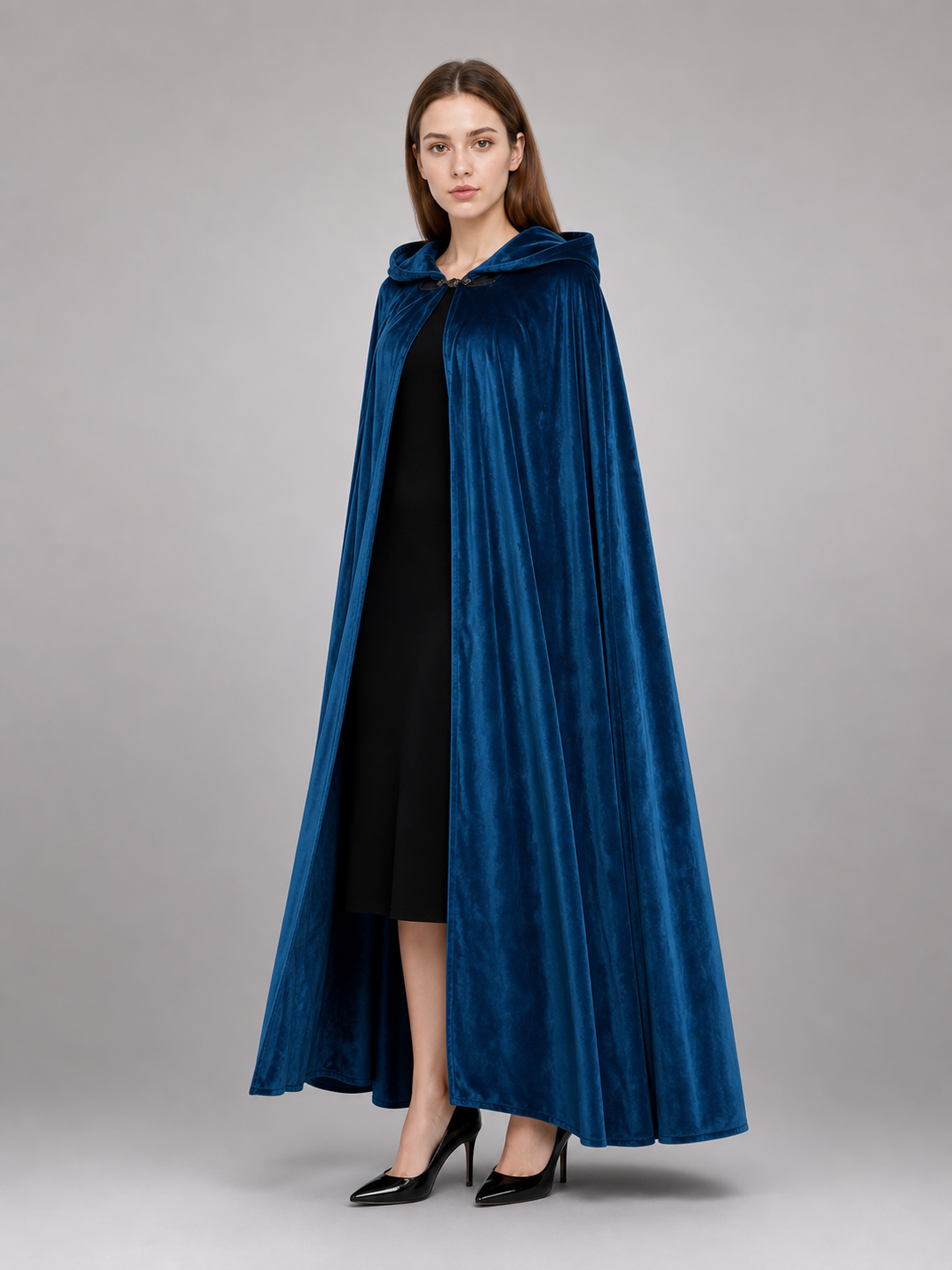 Blue Medieval Hooded Costume Cloak