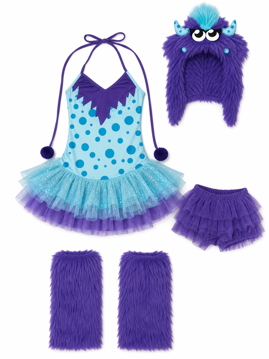 Monster cosplay costume with hood and leg warmers