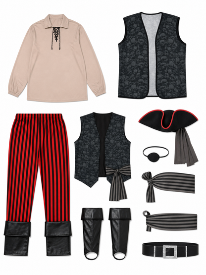 Pirate Costume with Vest, Hat, and Belt