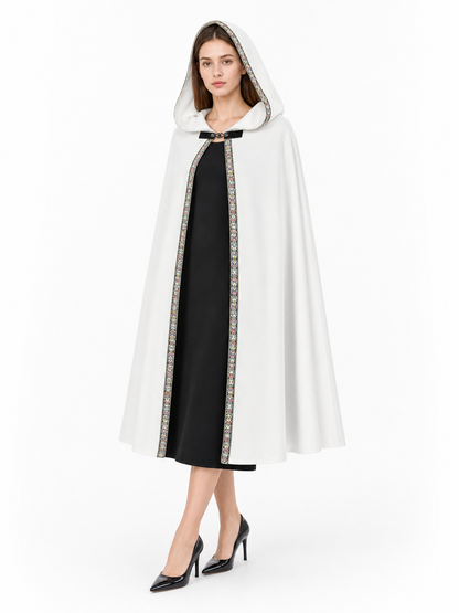 White Medieval Hooded Costume Cloak