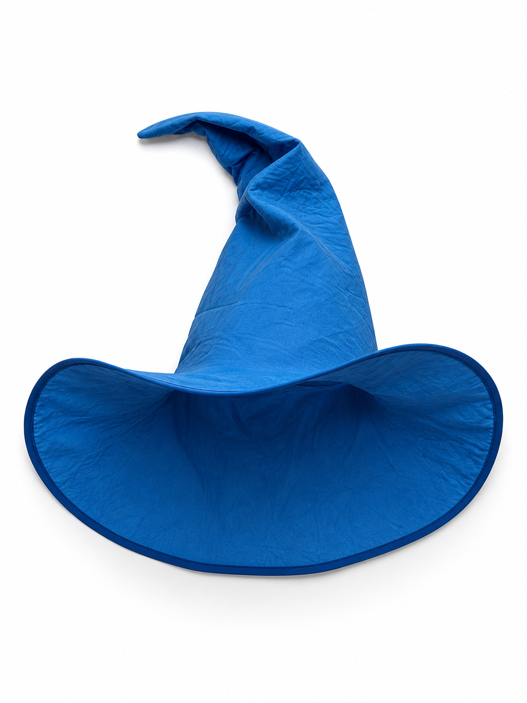 Blue Halloween Witch Hat, Wide Brim Curved Pointed Cap with Black Chin Strap included items