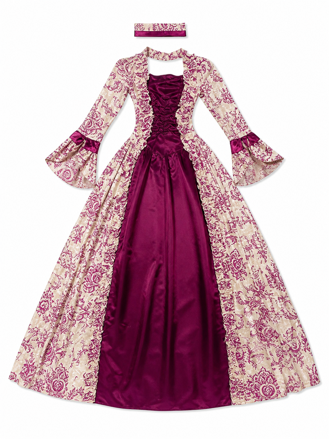 Dressy Dress with Pattern and Flared Sleeves