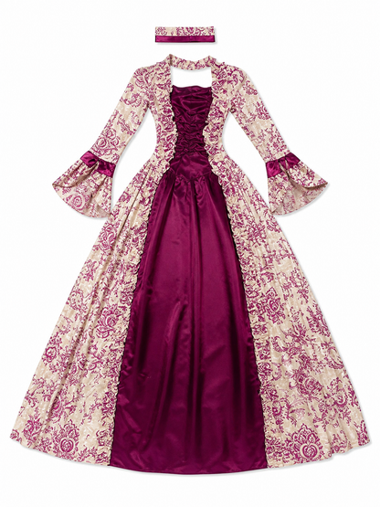 Dressy Dress with Pattern and Flared Sleeves