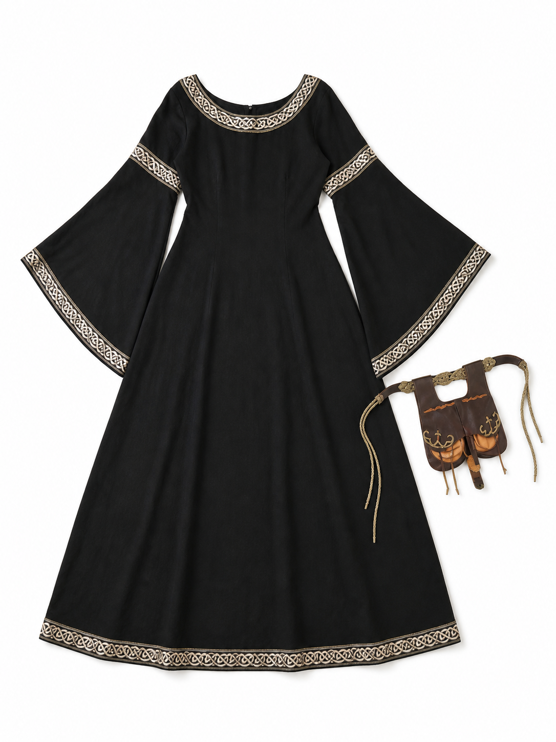 Medieval Dress with Belt and Bell Sleeves