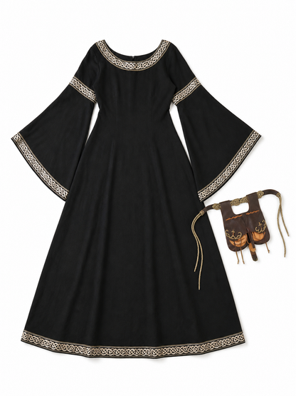 Medieval Dress with Belt and Bell Sleeves