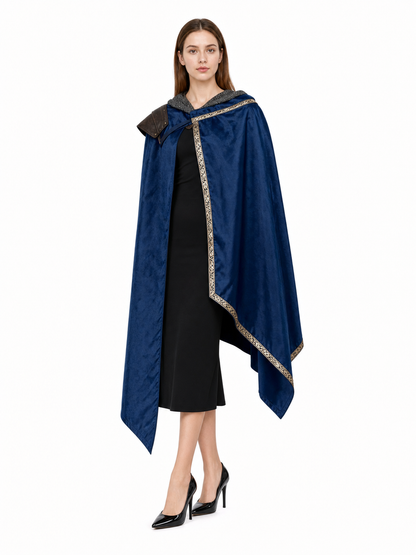 Blue Costume Cape with Gold Trim