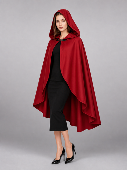 Red medieval carnival cloak with hood