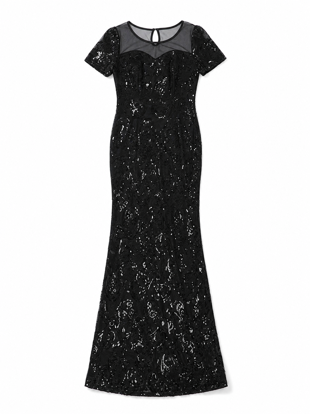 Long Black Sequin Evening Dress