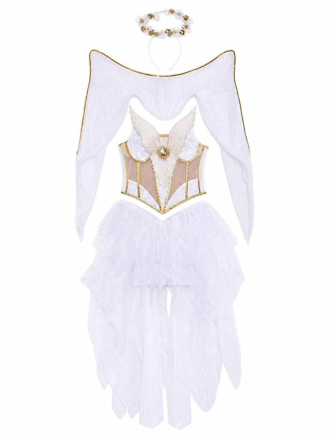 Angel Stage Costume with Wings and Halo included items