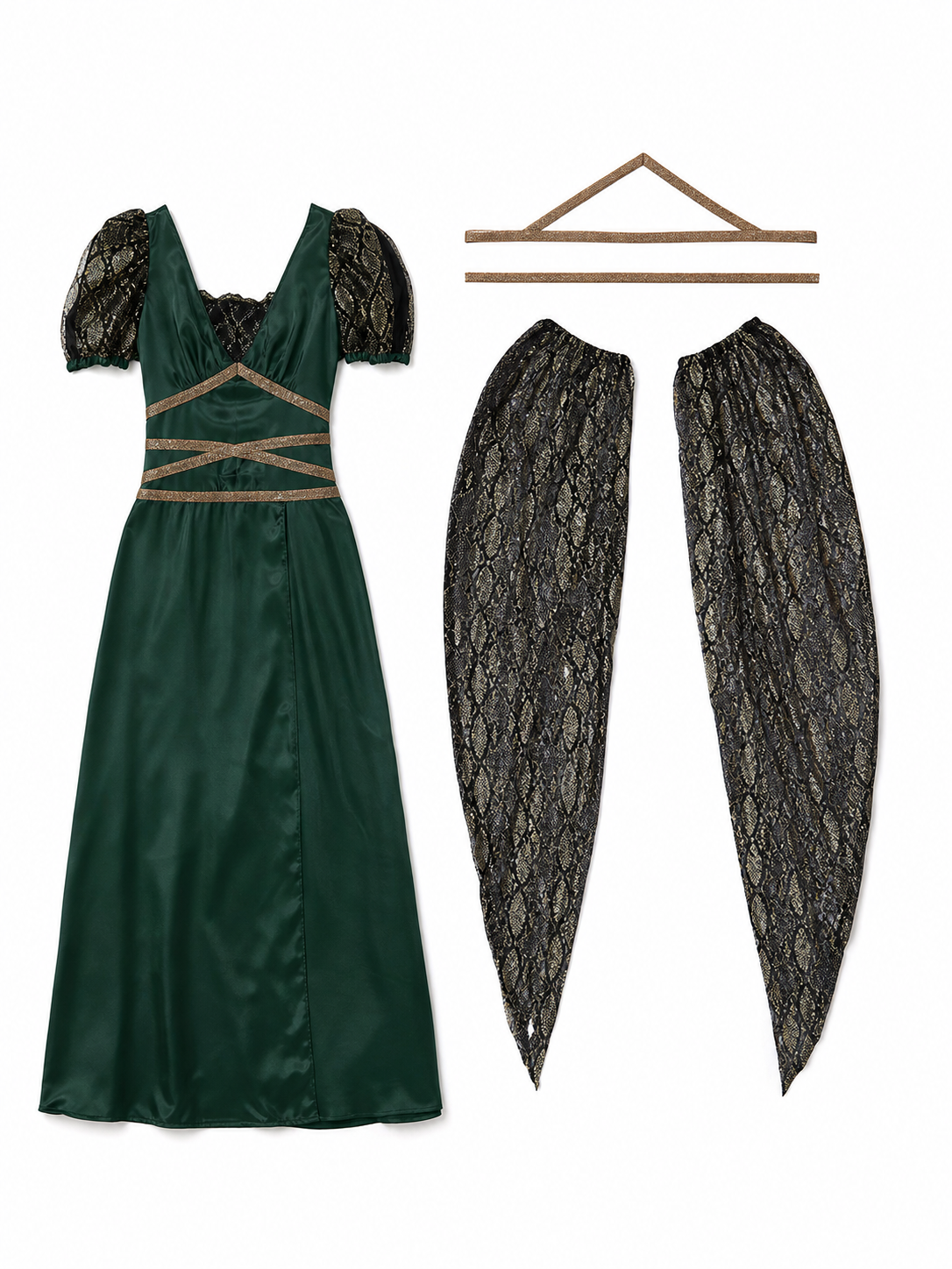 Fantasy Dress with Cape and Gold Headdress