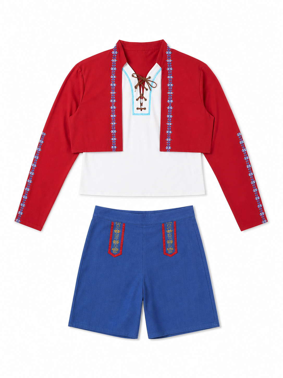 Historical Cosplay Costume, Red and Blue Set included items
