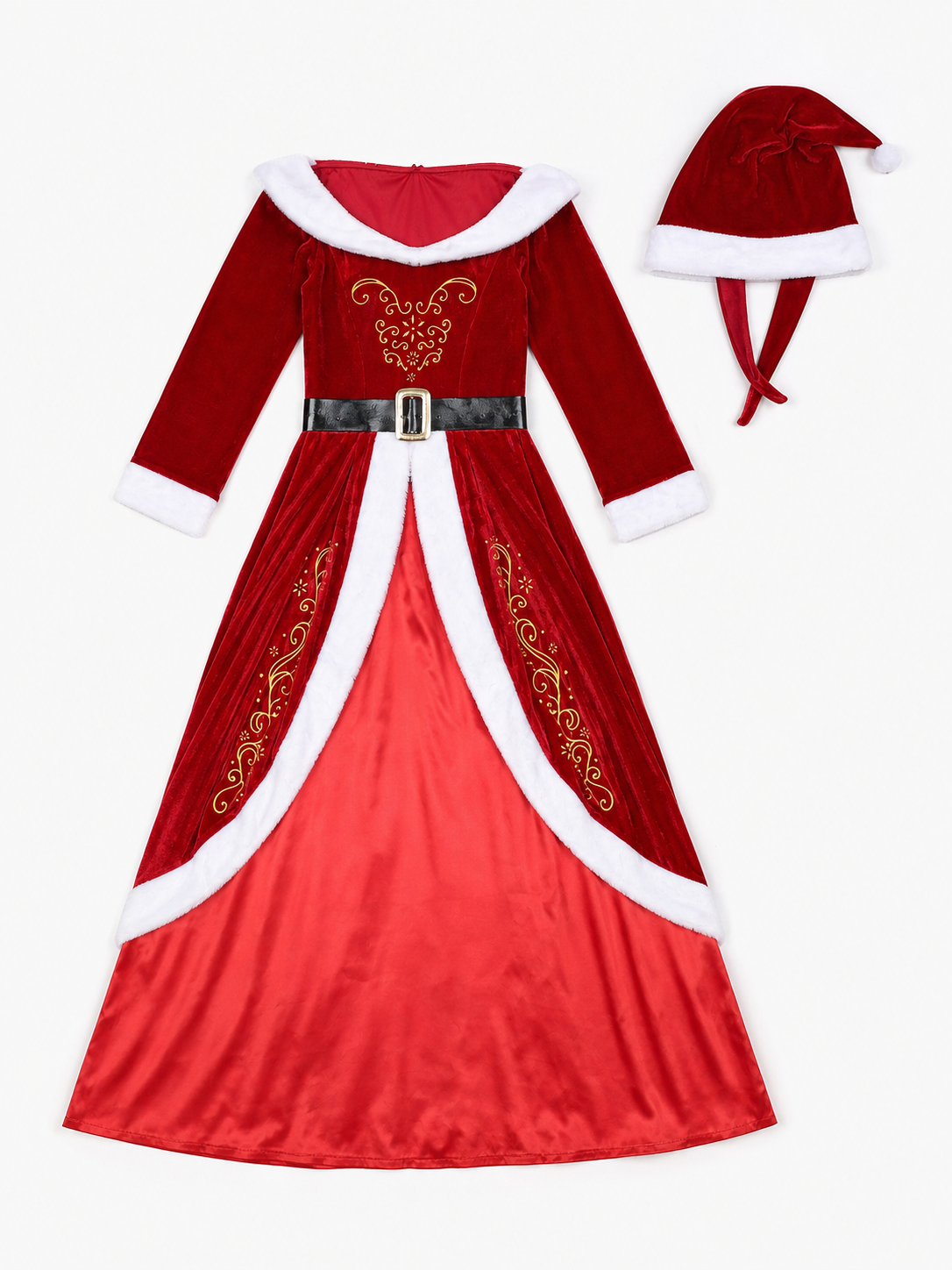 Red and White Christmas Character Costume with Hat